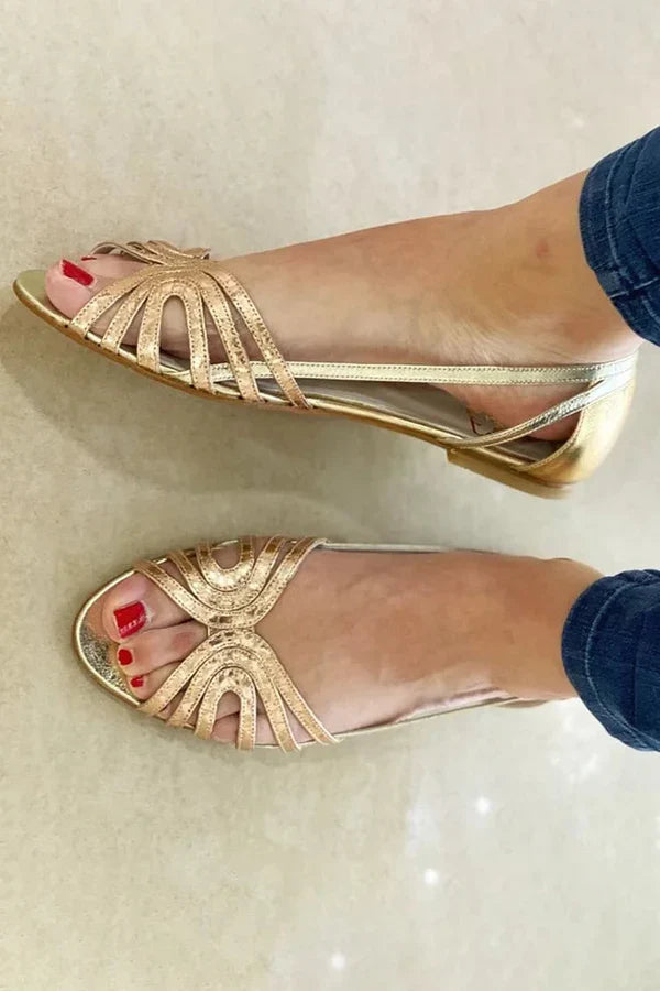 Eleonora | Sandalias Doradas con Brillo de Verano