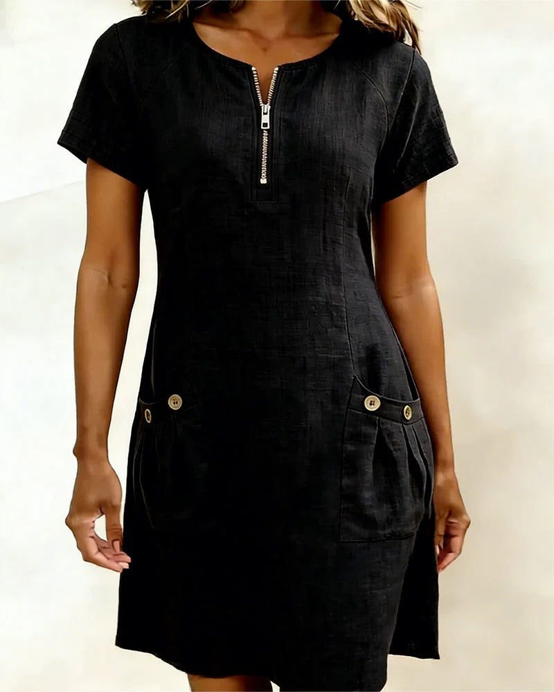 Claudia | Vestido de Algodón con Cremallera