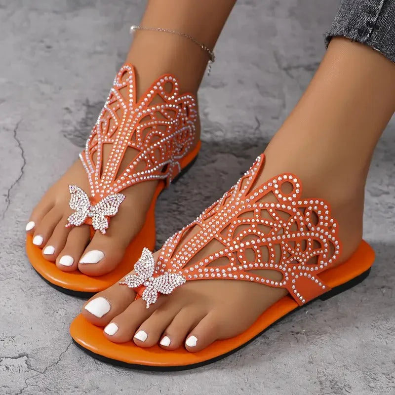 Thitera | Sandalias Elegantes de Piel con Detalle de Mariposa