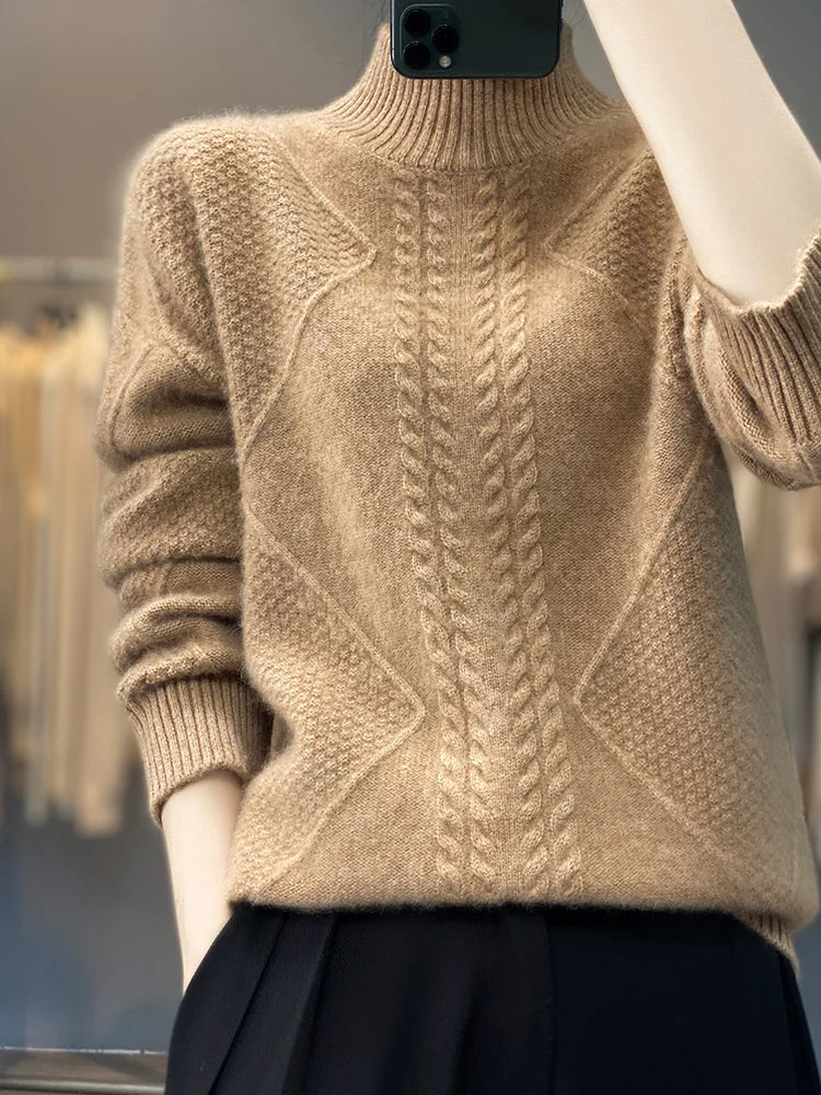 Ella™ Jersey de Cachemira con Cuello Alto