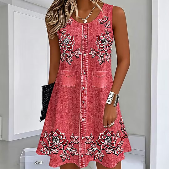 Natalia | Vestido Floral de Verano con Botones