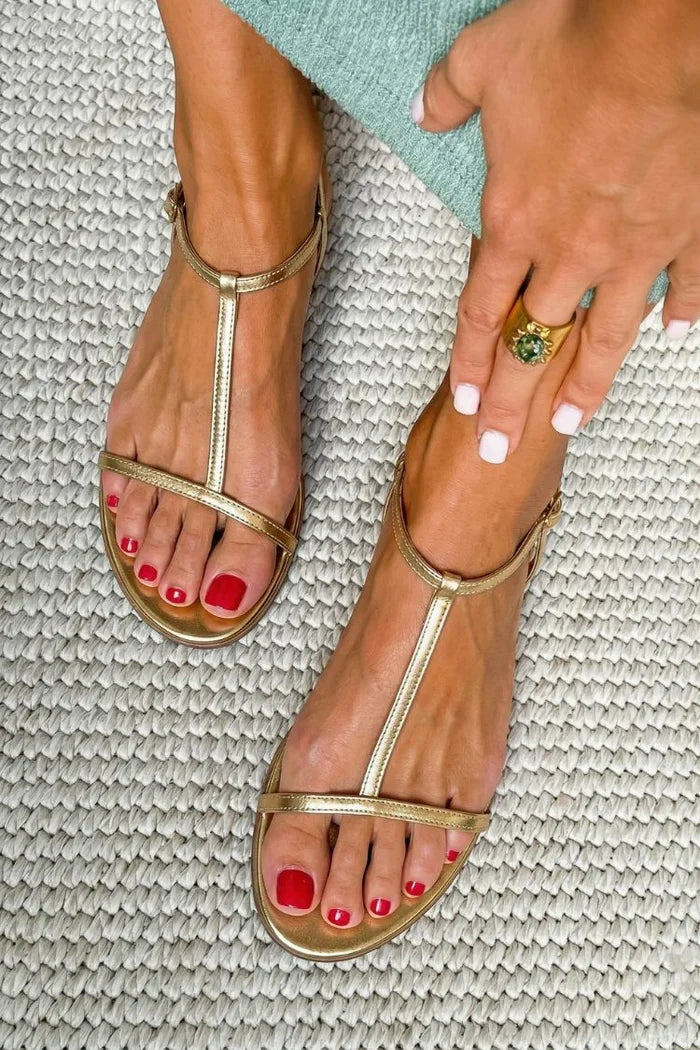 Rosalba | Sandalias Doradas Elegantes