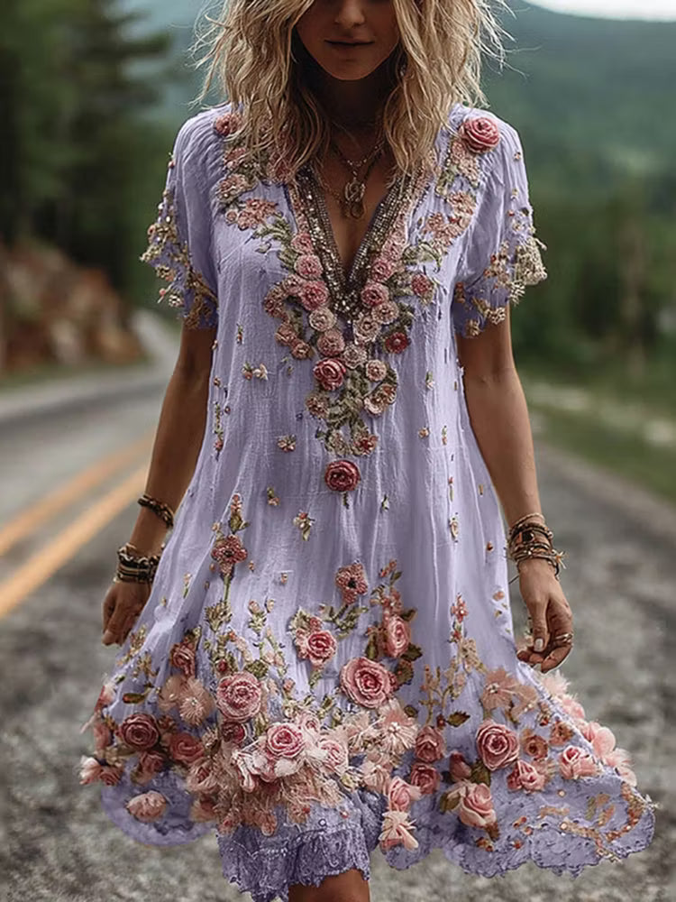 Lisa | Vestido Vintage con Bordado Floral