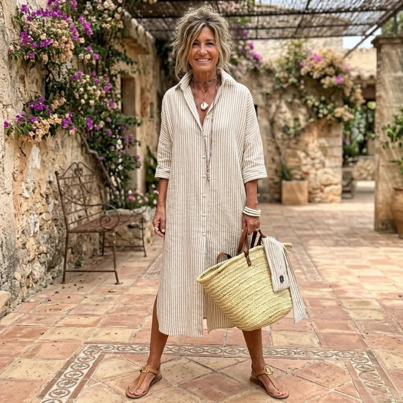 Hermien | Vestido Camisero Ligero a Rayas