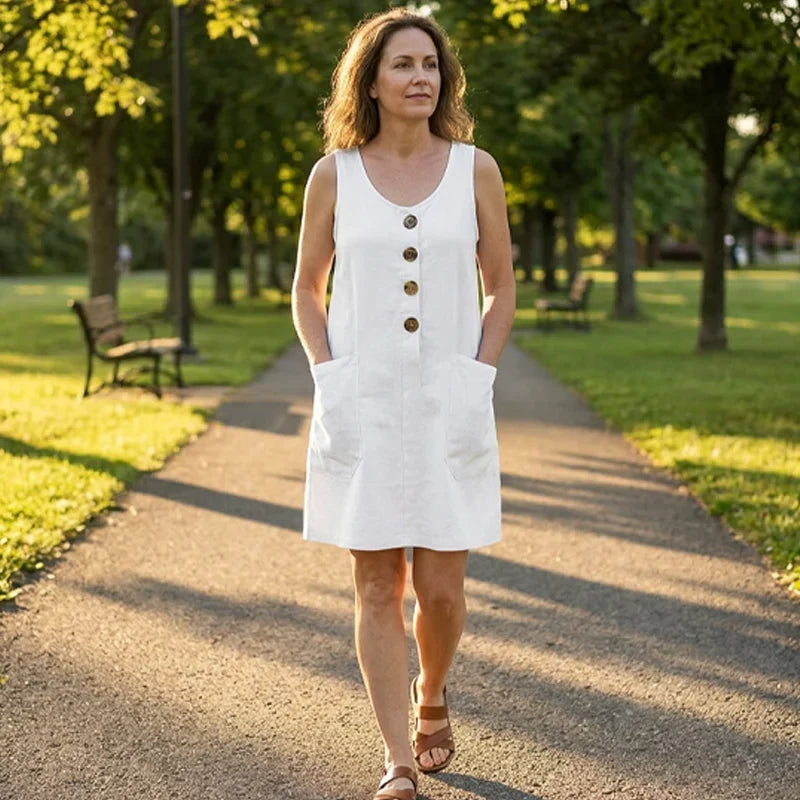 Yenifer | Vestido Corto sin Mangas con Bolsillos