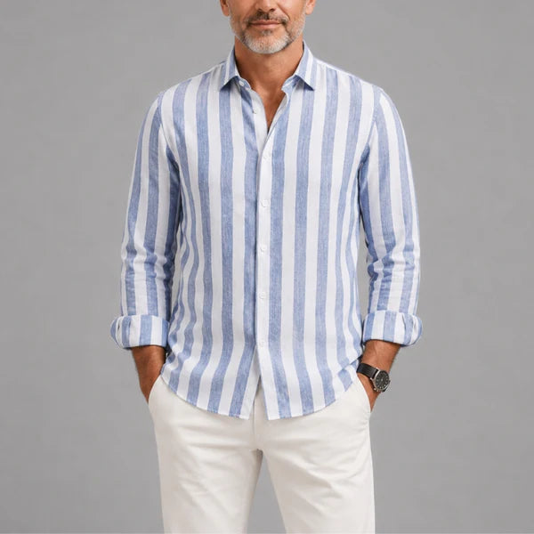 Santorini | Camisa de Lino a Rayas para Hombre