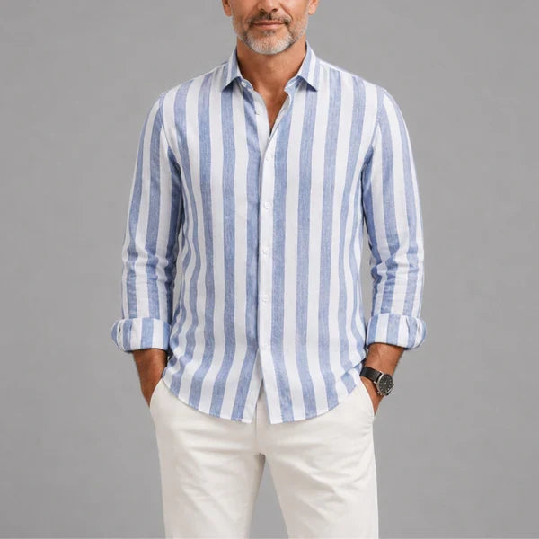 Santorini | Camisa de Lino a Rayas para Hombre