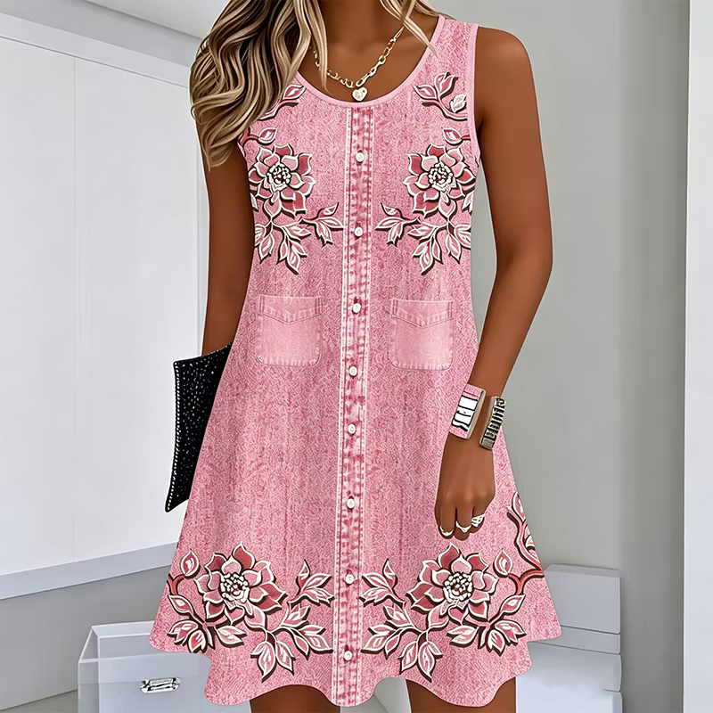 Natalia | Vestido Floral de Verano con Botones