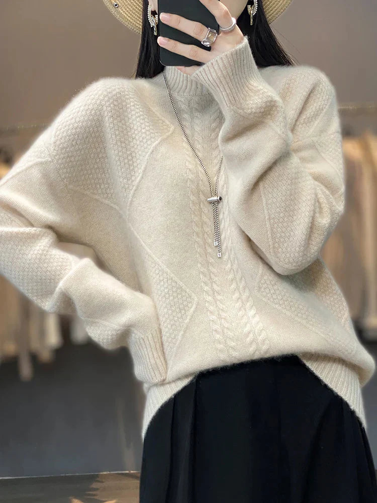 Ella™ Jersey de Cachemira con Cuello Alto
