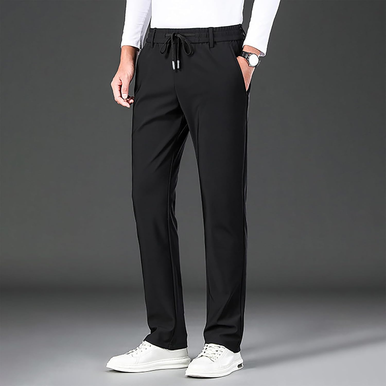 Mikel - Pantalón de algodón sin plancha para hombre