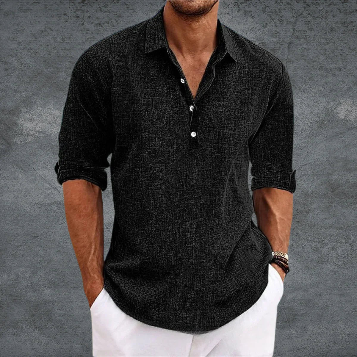 Giorgio | Camisa de Lino y Algodón de Manga Larga