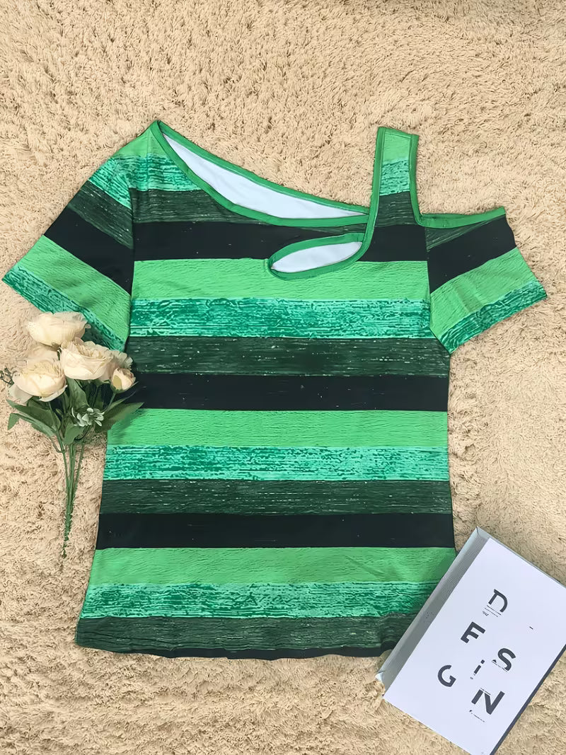 Sittina | Camiseta Rayada con Hombros Descubiertos
