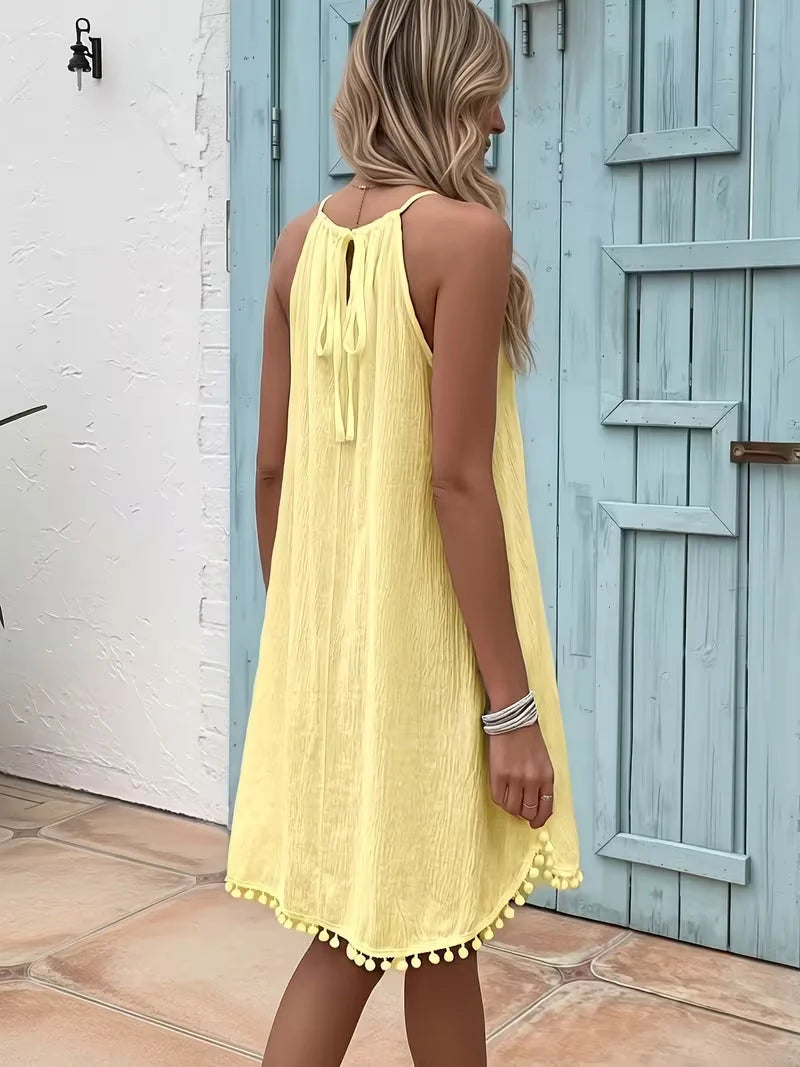 Shiena | Vestido Elegante de Crochet con Escote Halter