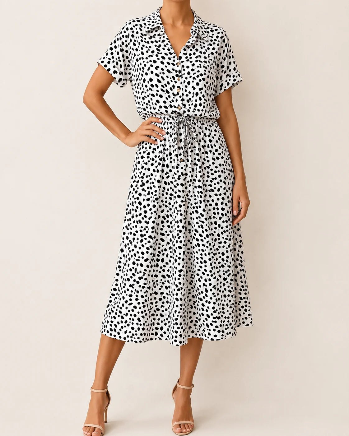 Ninetta | Vestido Midi con Estampado de Lunares Abstractos
