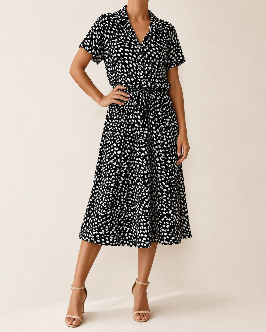 Ninetta | Vestido Midi con Estampado de Lunares Abstractos