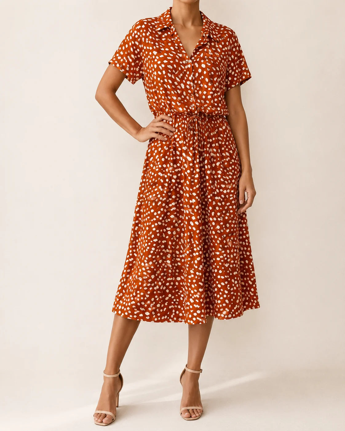 Ninetta | Vestido Midi con Estampado de Lunares Abstractos