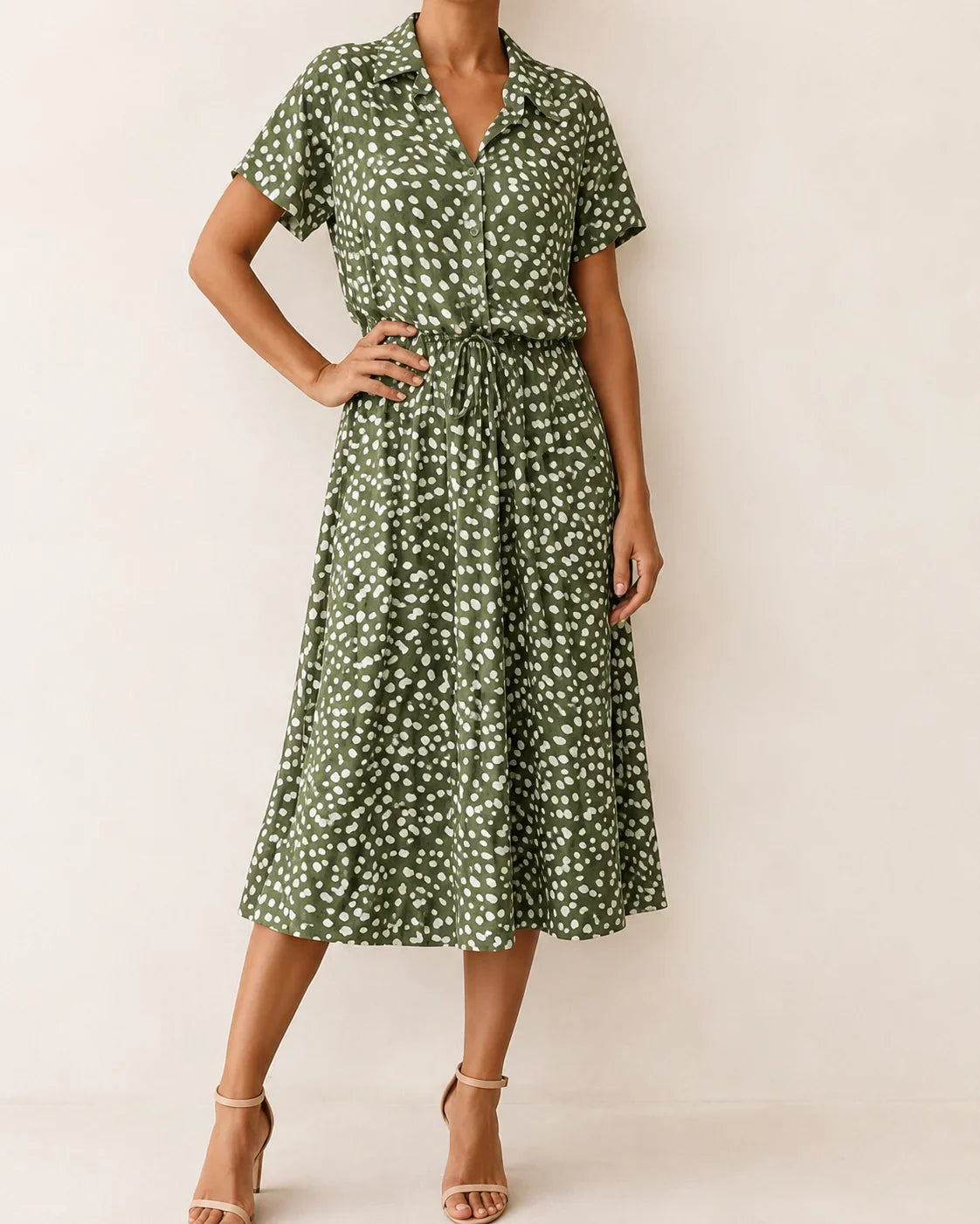 Ninetta | Vestido Midi con Estampado de Lunares Abstractos
