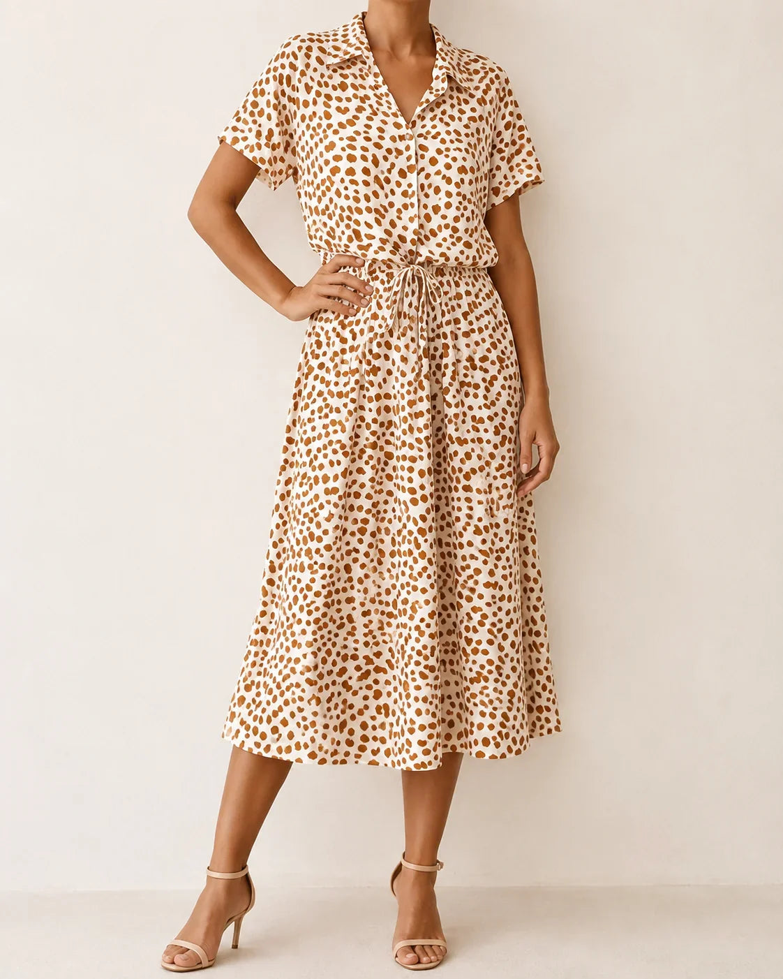 Ninetta | Vestido Midi con Estampado de Lunares Abstractos