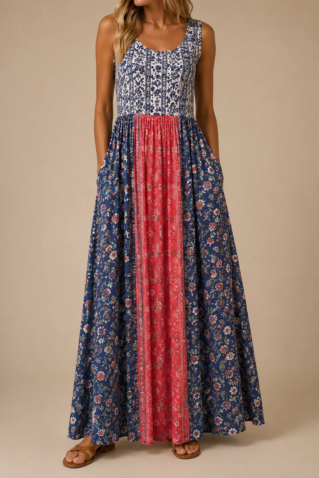 Raqual | Vestido Largo Floral con Bolsillos