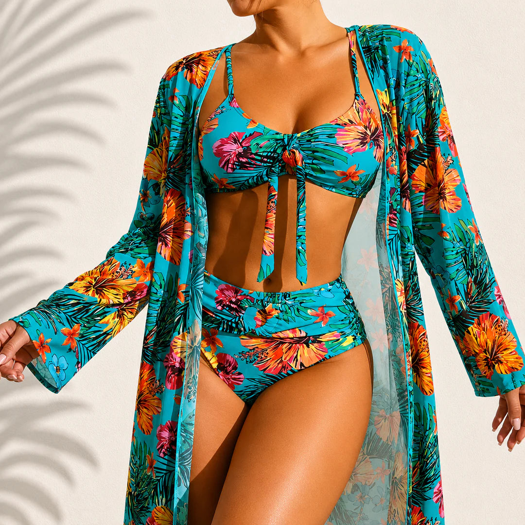 Angelie | Bikini Tropical Elegante de Tres Piezas