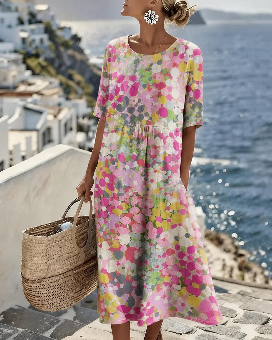Chérie | Vestido Midi Floral Amplio y Ligero