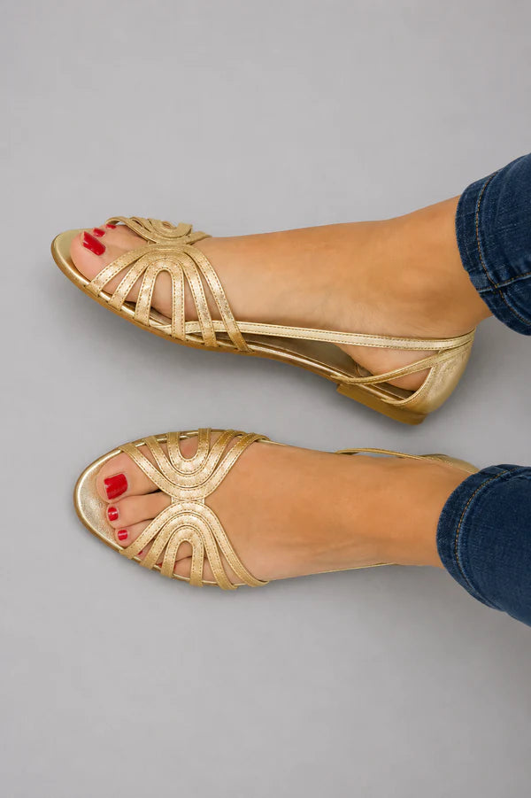 Eleonora | Sandalias Doradas con Brillo de Verano