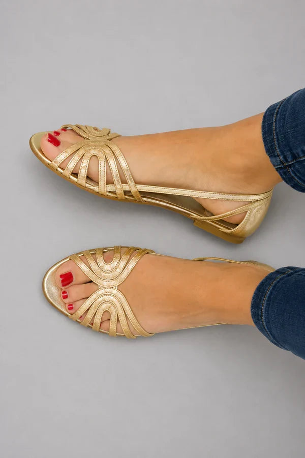 Eleonora | Sandalias Doradas con Brillo de Verano