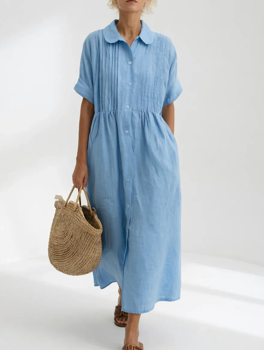 Lysandra | Vestido Camisero de Lino para Verano + Bolso de Regalo