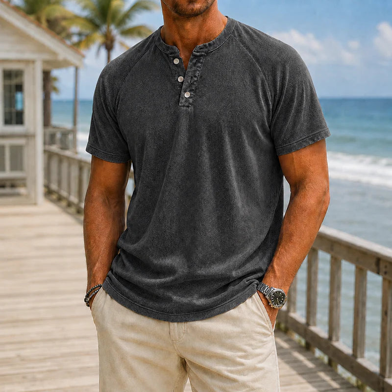 Austin | Camiseta Henley de Algodón Lavado