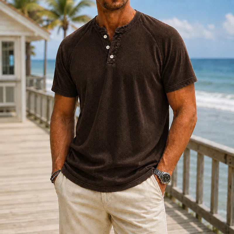 Austin | Camiseta Henley de Algodón Lavado