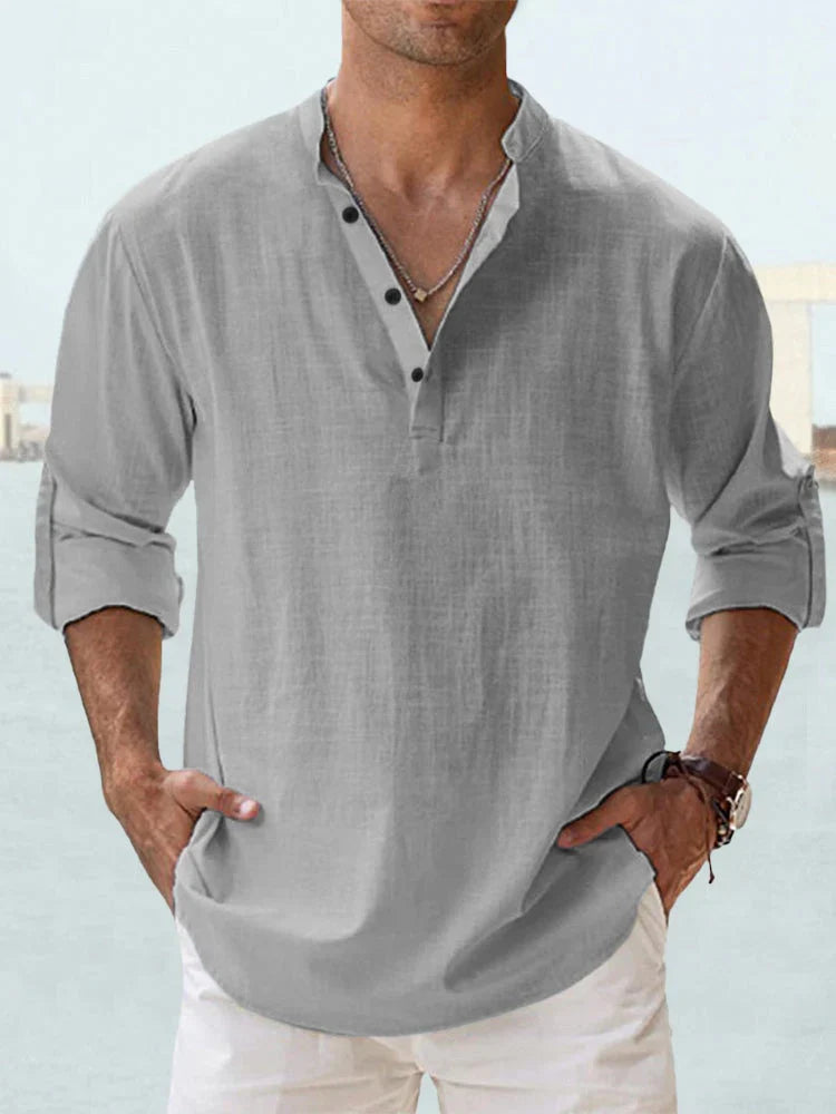 Joshua | Camisa de manga larga de algodón-lino