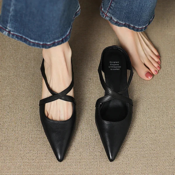 Carmela | Mules de Punta con Tiras Cruzadas