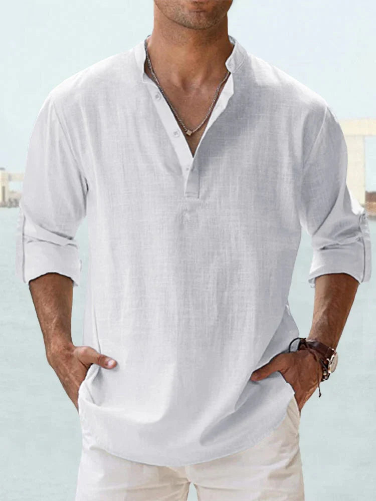 Joshua | Camisa de manga larga de algodón-lino