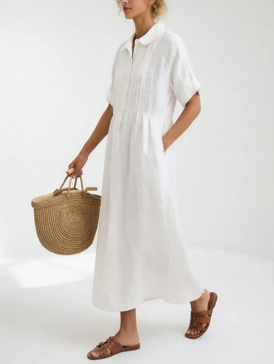 Lysandra | Vestido Camisero de Lino para Verano + Bolso de Regalo