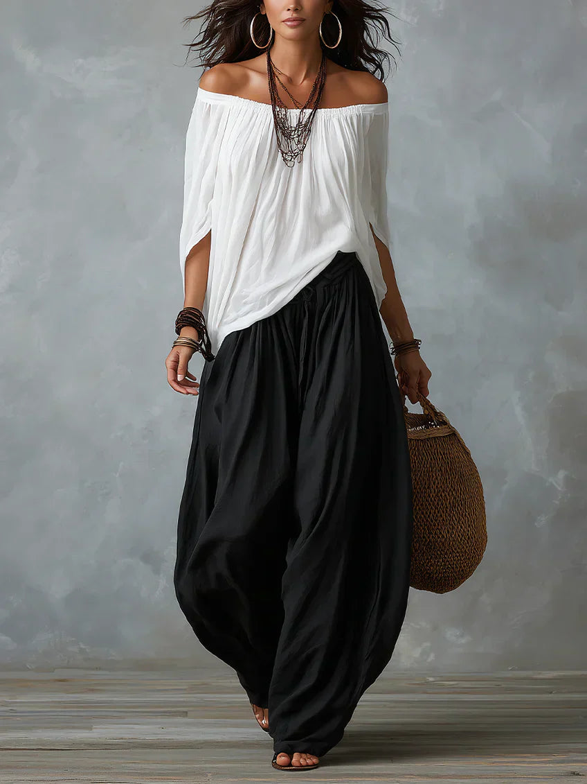 Aurara | Conjunto con Top Asimétrico y Pantalones Palazzo
