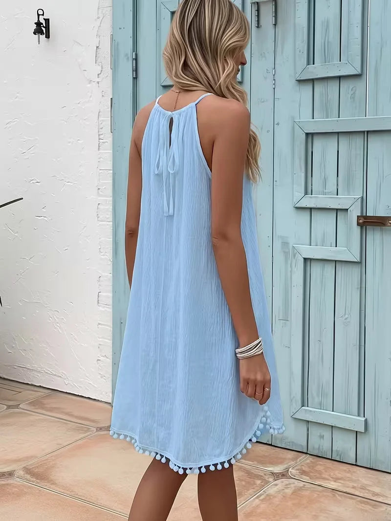 Shiena | Vestido Elegante de Crochet con Escote Halter