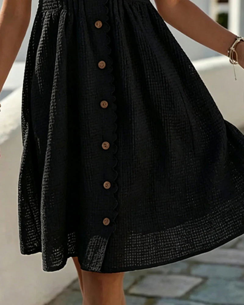 Deneke | Vestido Patchwork con Girasoles y Mangas Abullonadas