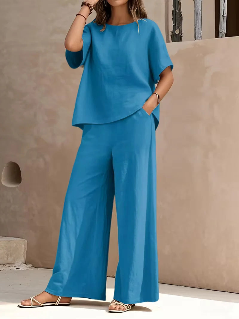 Josy | Conjunto de Camiseta de Manga Corta y Pantalón de Pernera Ancha