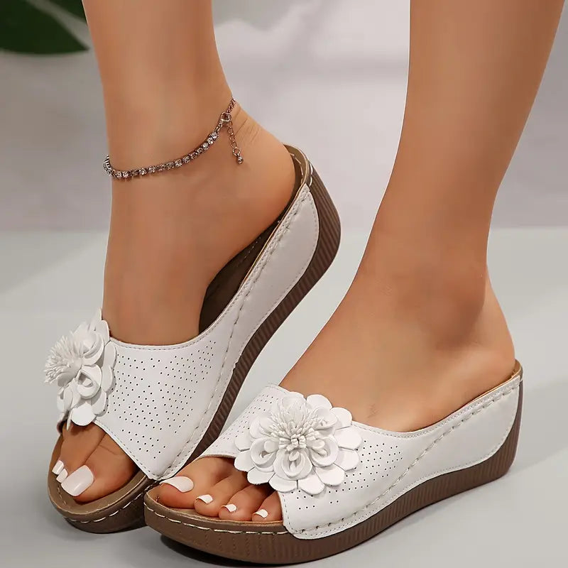 Viviana™ Sandalias de Cuero con Estampado Floral