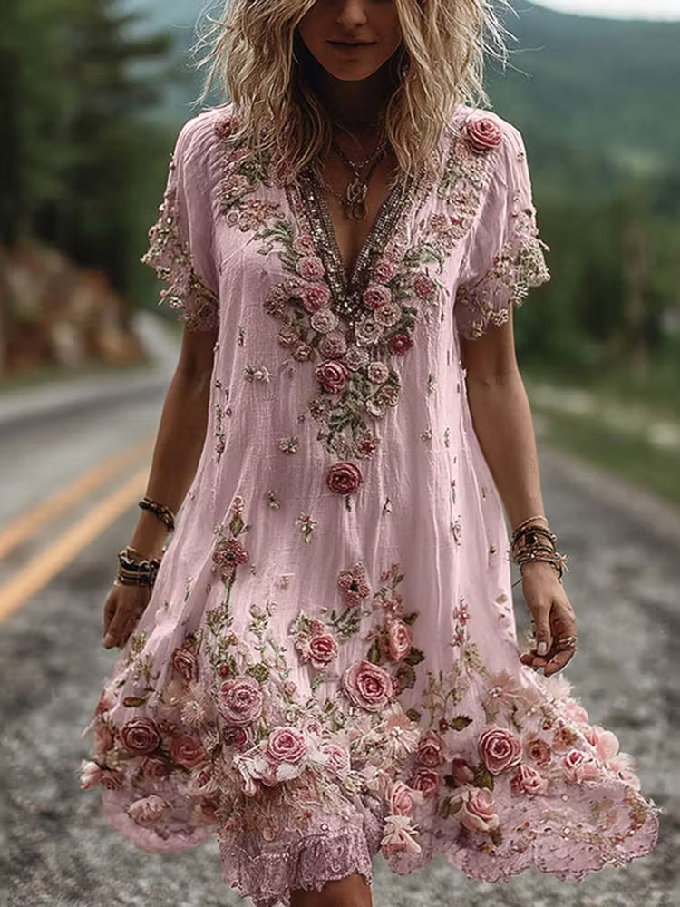 Lisa | Vestido Vintage con Bordado Floral