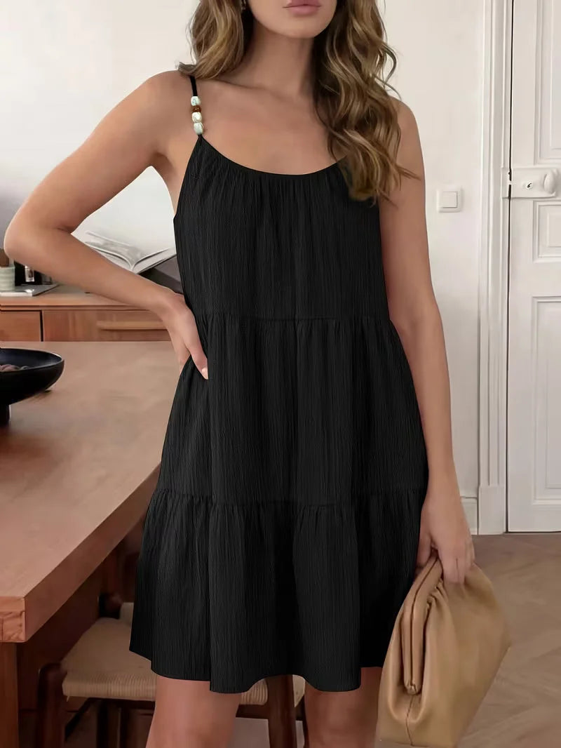 Masley | Vestido Corto Holgado con Tirantes Finos