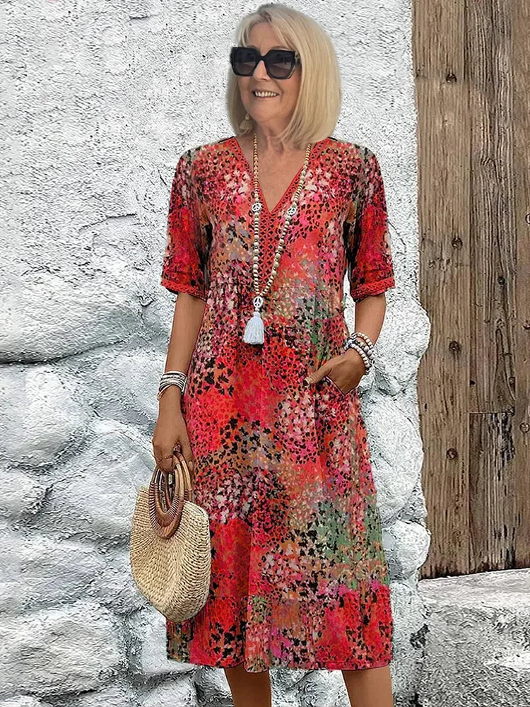 Inés™ Vestido midi de algodón y lino
