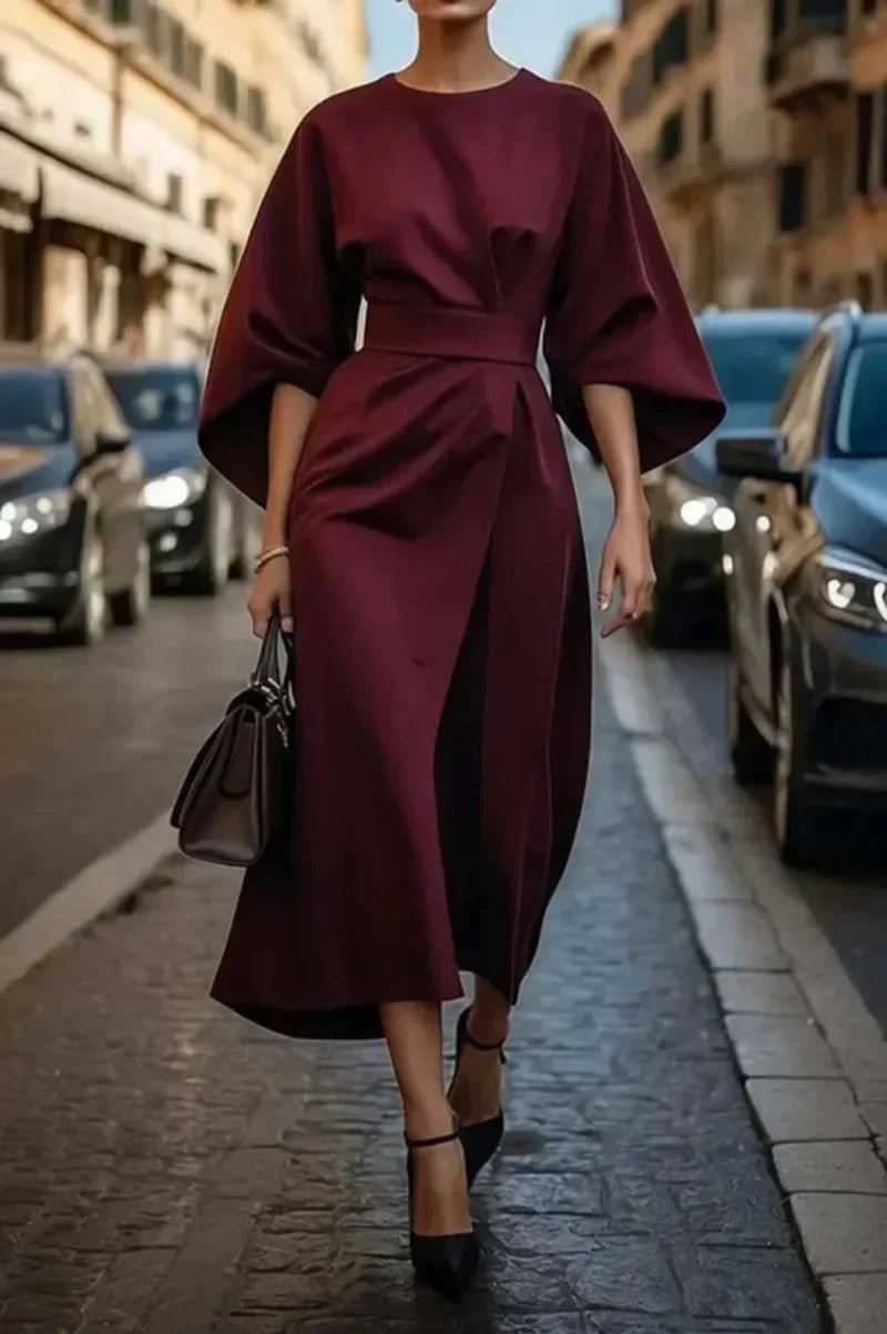 Rosie | Vestido Elegante con Mangas Cortas y Cinturón