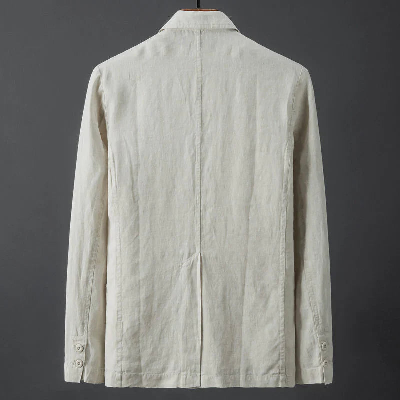 Marino - Blazer Ligero de Algodón y Lino para Hombre