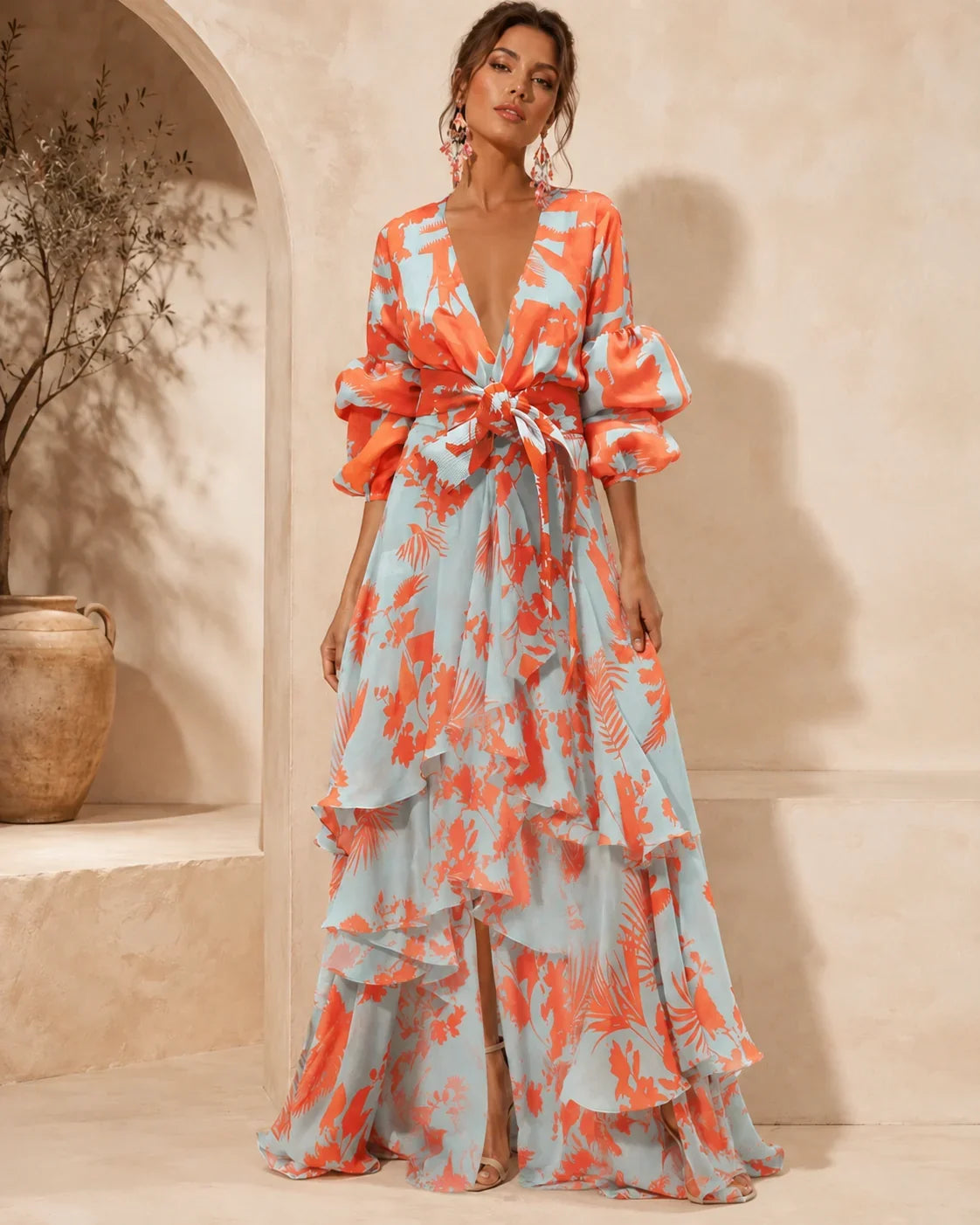 Liaya | Vestido Elegante con Estampado Coral