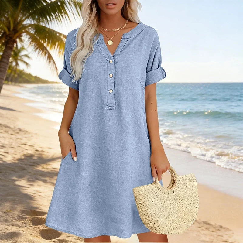 Jolande | Vestido Túnica con Escote en V y Bolsillos