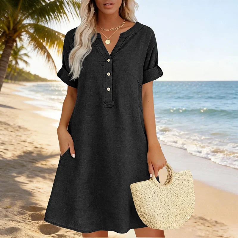 Jolande | Vestido Túnica con Escote en V y Bolsillos