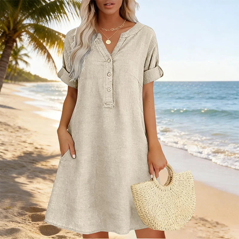 Jolande | Vestido Túnica con Escote en V y Bolsillos