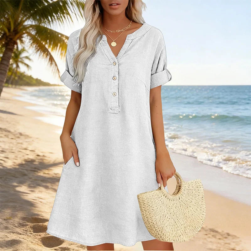 Jolande | Vestido Túnica con Escote en V y Bolsillos