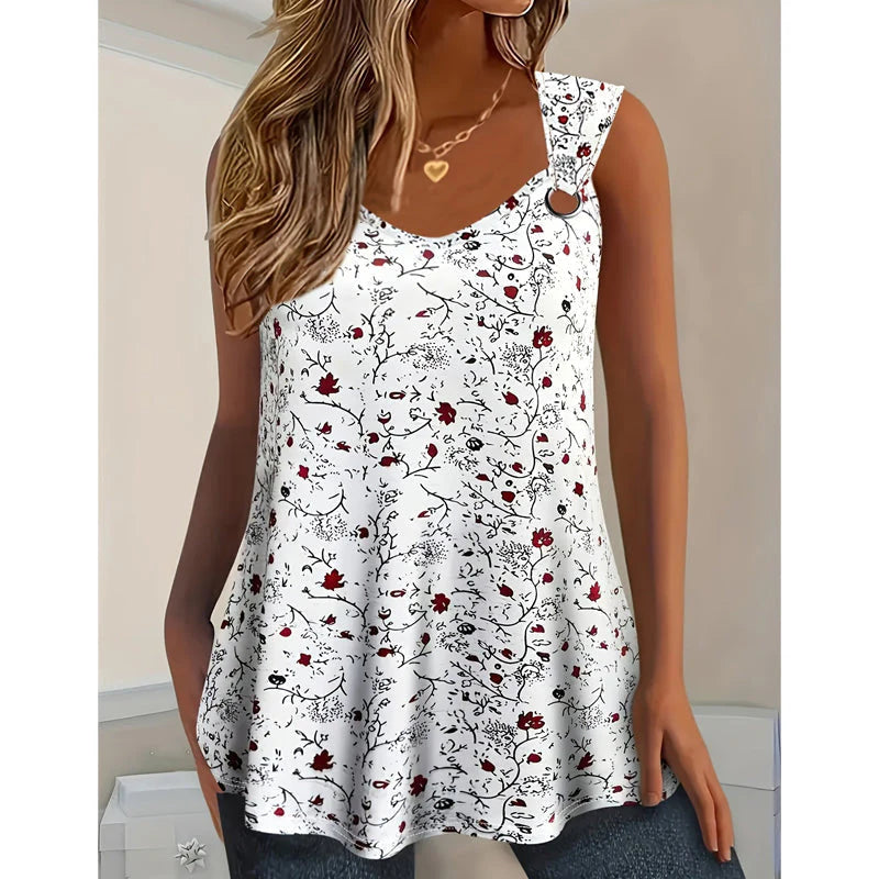 Kahina | Top Floral sin Mangas de Verano